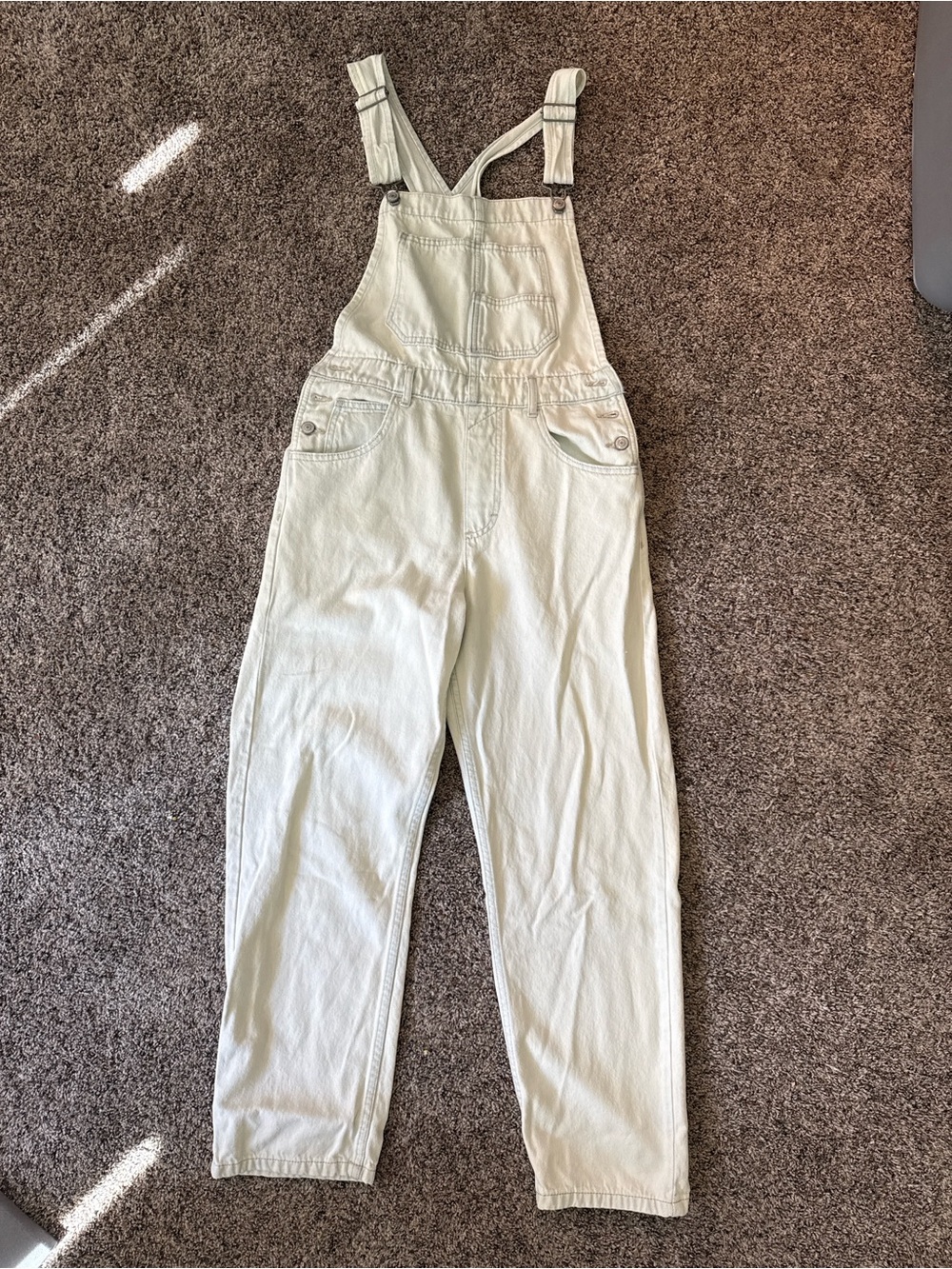 We The Free Cream Denim Overalls - Light Neutral